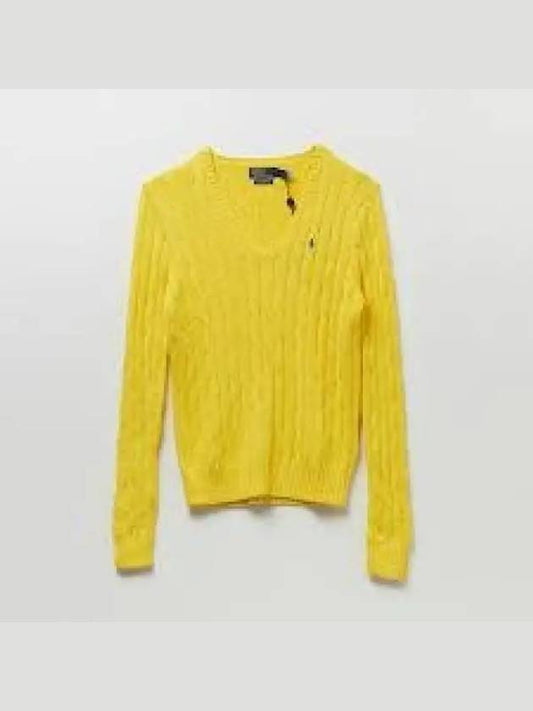 ReserveW Cable Knit Cotton V Neck Sweater Yellow - POLO RALPH LAUREN - BALAAN 1
