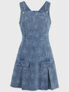 Chicory pleated overalls denim short dress blue - MICANE - BALAAN 1