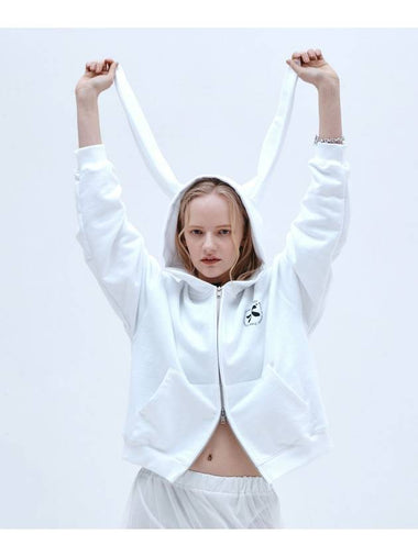 Rabbit Zip Up Hoodie White - ETRE AU SOMMET - BALAAN 1