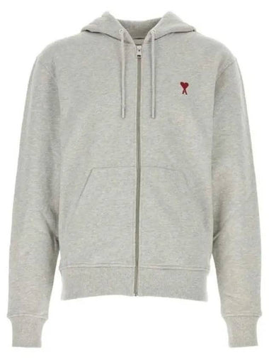 De Coeur Small Heart Zip Up Hoodie Grey - AMI - BALAAN 1