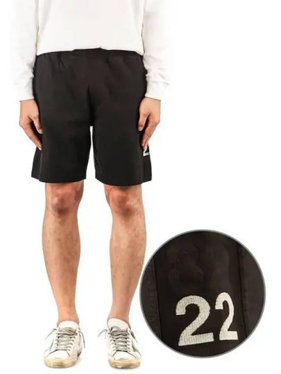 Men's Number Logo Training Cotton Shorts Black - STONE ISLAND - BALAAN 2