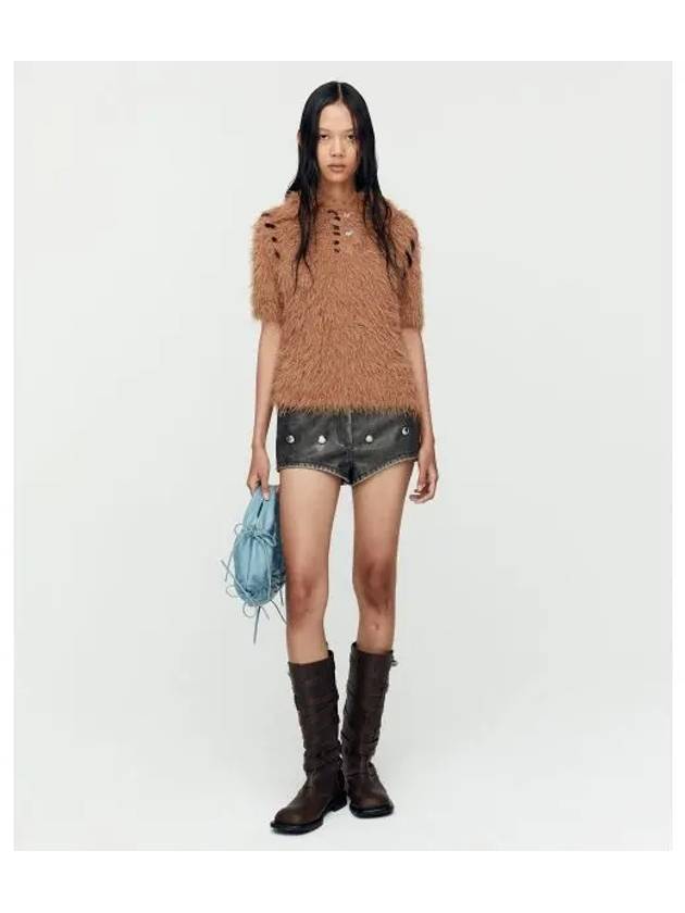 for WOMEN bare knit polo top atb1186w BROWN - ANDERSSON BELL - BALAAN 1