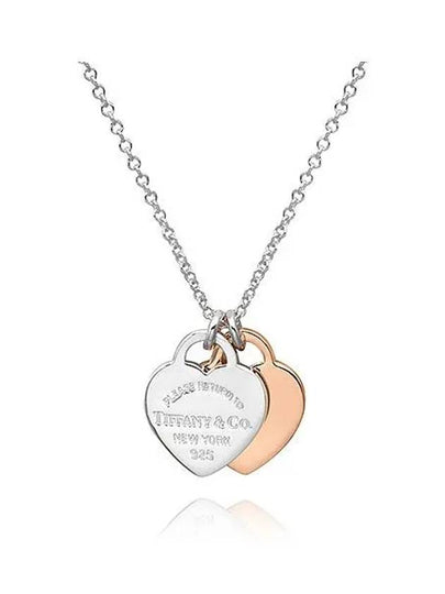 Mini Double Heart Tag Pendant Necklace Rose Gold Silver - TIFFANY & CO. - BALAAN 2