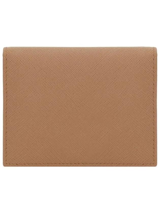 Gold Triangle Logo Saffiano Half Wallet Caramel - PRADA - BALAAN 5