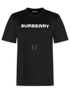 Logo Print Crew Neck Cotton Short Sleeve T-Shirt Black - BURBERRY - BALAAN 2