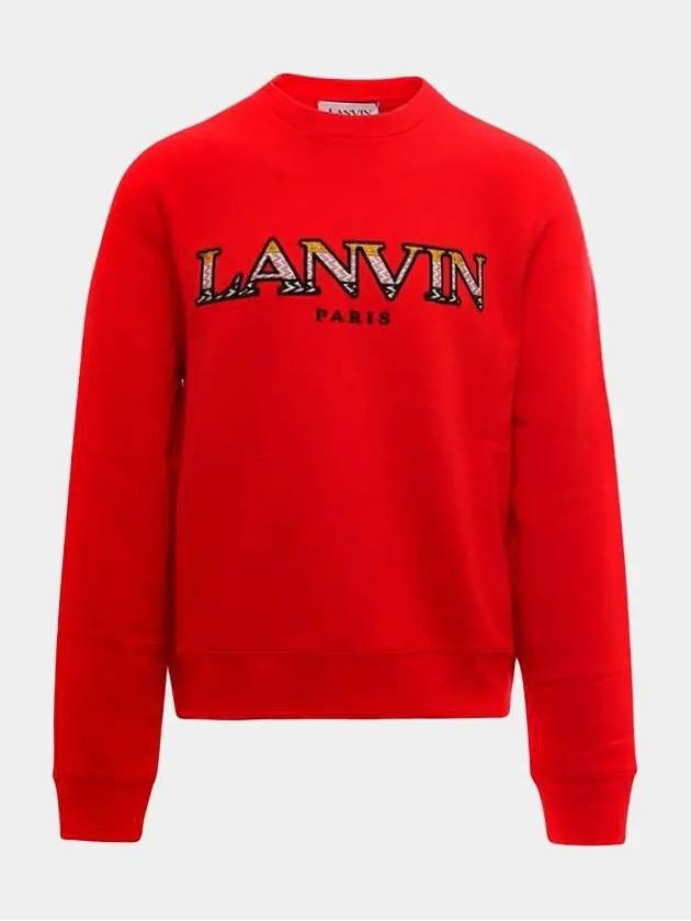 Embroidered Logo Crew Neck Sweatshirt Red - LANVIN - BALAAN 2