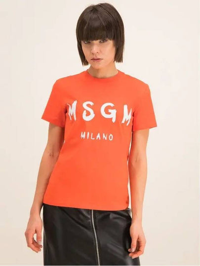 Women's Paint Logo Milan Round Orange White Women's Short Sleeve 2841MDM60 207298 10 - MSGM - BALAAN 2