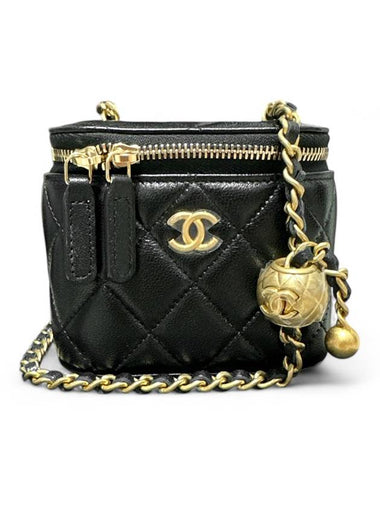 Gold Ball Vanity Bag Square Lambskin Black AP1447 - CHANEL - BALAAN 1