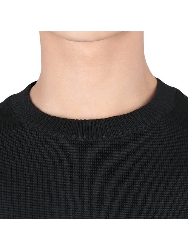 Men's Mini Heart Logo Merino Wool Knit Top Black - AMI - BALAAN 6