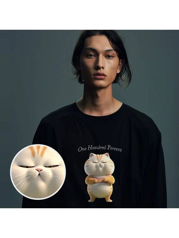 A Cat Glancing Basic Long Sleeve T-Shirt - ONEHUNDREDPERCENT - BALAAN 1