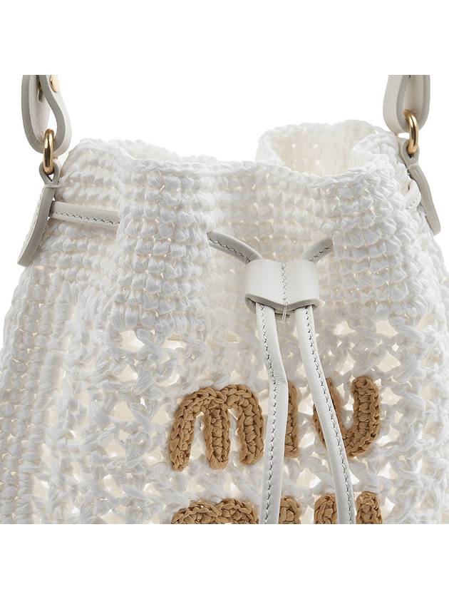 Woven Fabric Mini Bucket Bag White - MIU MIU - BALAAN 9