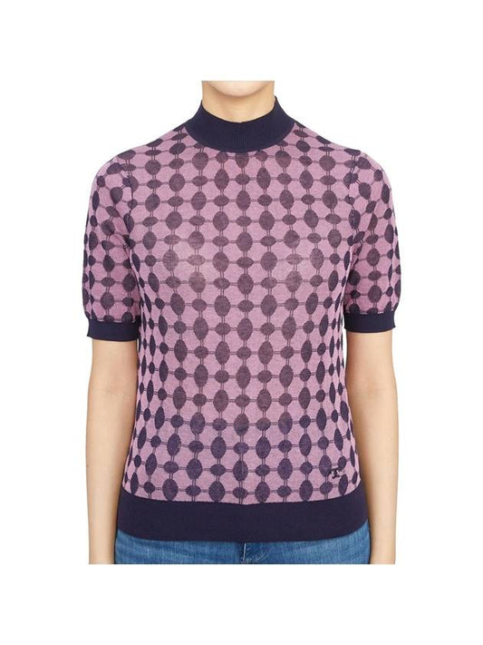 Jacquard Short Sleeve Knit Top Pink - TORY BURCH - BALAAN 2