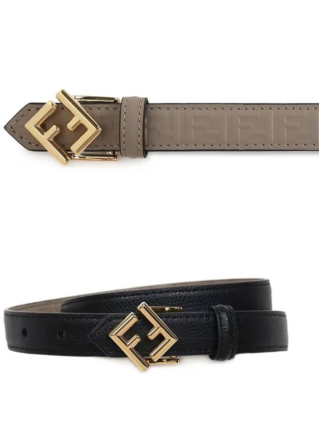 Diamond Reversible Leather Belt Black Beige - FENDI - BALAAN 4