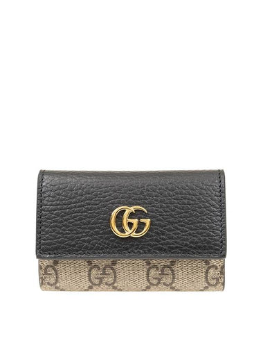 GG Marmont Leather Key Holder Beige Black - GUCCI - BALAAN 1