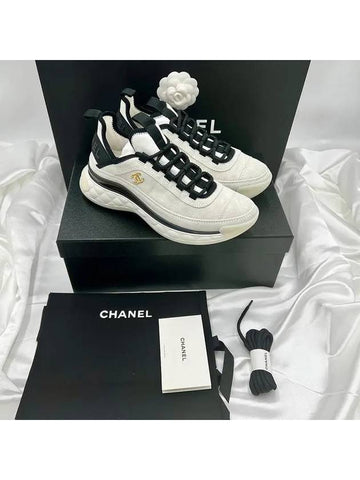 Mixed fiber women s sneakers white gold G45331 - CHANEL - BALAAN 1