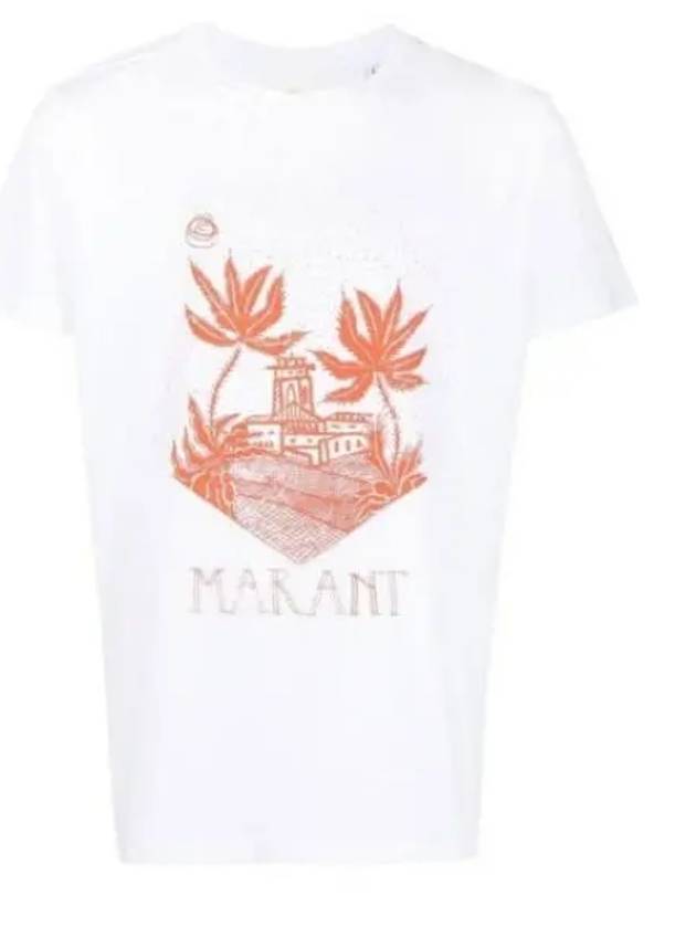 Men's Zafferh Printed Cotton Short Sleeve T-Shirt White - ISABEL MARANT - BALAAN 2