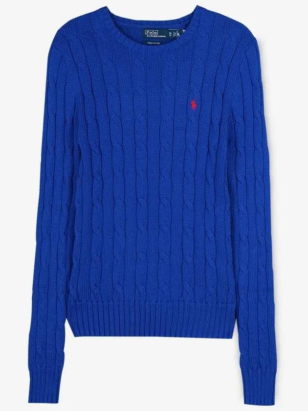 Embroidered Logo Pony Cable Knit Top Blue - POLO RALPH LAUREN - BALAAN 3