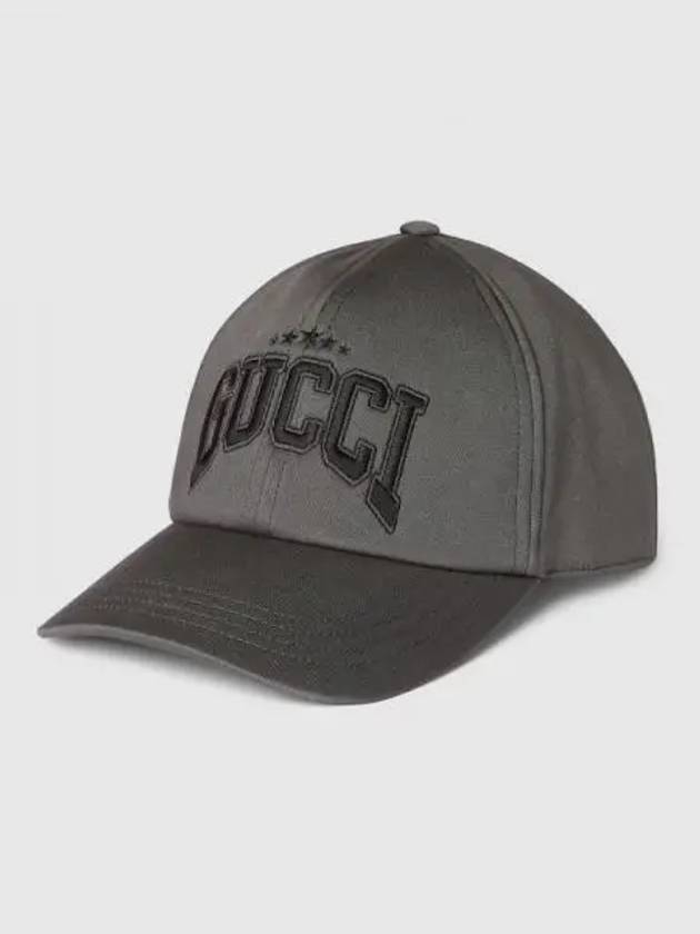 Cotton Embroidered Ball Cap Grey - GUCCI - BALAAN 2