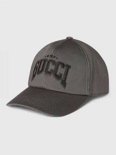 Cotton Embroidered Ball Cap Grey - GUCCI - BALAAN 1