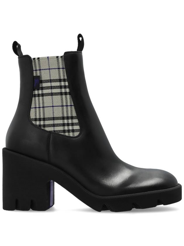 Stride Block Heel Leather Chelsea Boots Black - BURBERRY - BALAAN 2