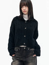 Turtleneck Cropped Knit Cardigan Black - HIGH SCHOOL DISCO - BALAAN 2