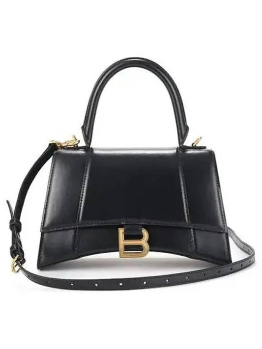 Hourglass Small Tote Bag in Shiny Box Calfskin Black - BALENCIAGA - BALAAN 2