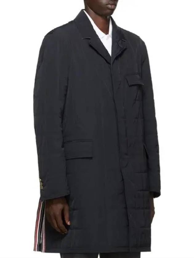 Men's Center Back Three Stripes Chesterfield Padded Single Coat Navy - THOM BROWNE - BALAAN 4