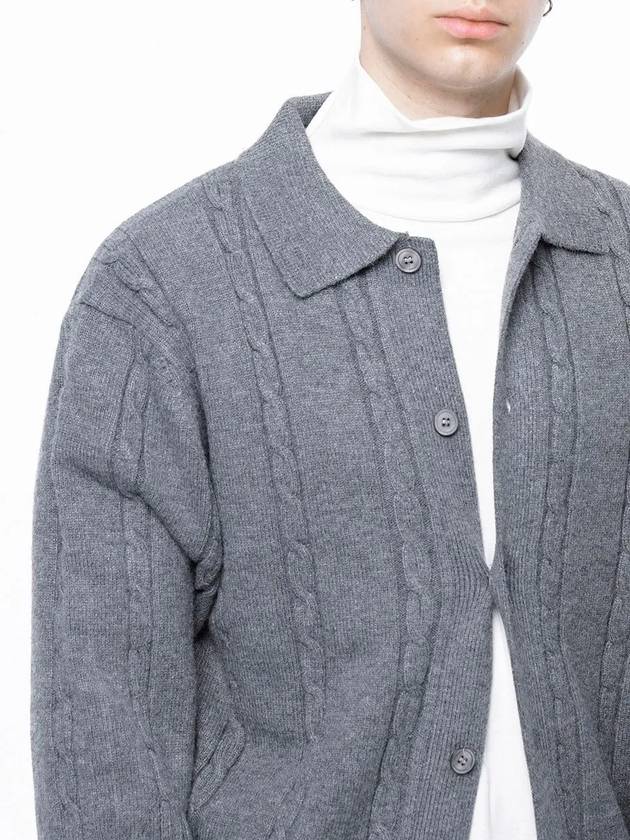 Men s M243OT02GR Dense Cable Collar Neck Knit Button Cardigan Gray - CHANCE'S NOI - BALAAN 4