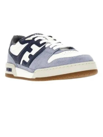 Match Suede Low Top Sneakers Light Blue - FENDI - BALAAN 2