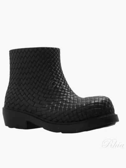 Fireman Intrecciato Leather Ankle Boots Black - BOTTEGA VENETA - BALAAN 2