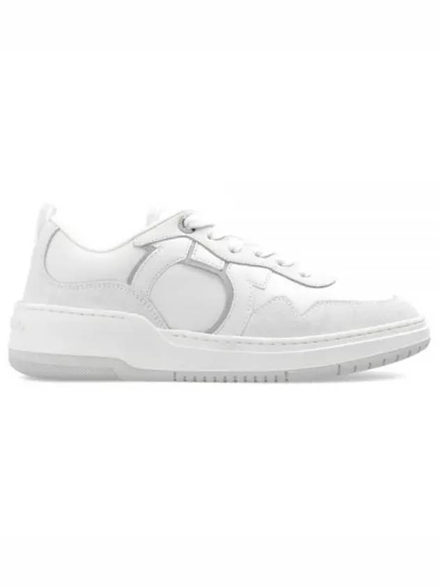 Gancini Leather Low Top Sneakers White - SALVATORE FERRAGAMO - BALAAN 2