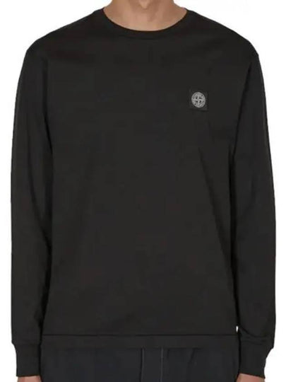 Logo Patch Cotton Long Sleeve T-Shirt Black - STONE ISLAND - BALAAN 2