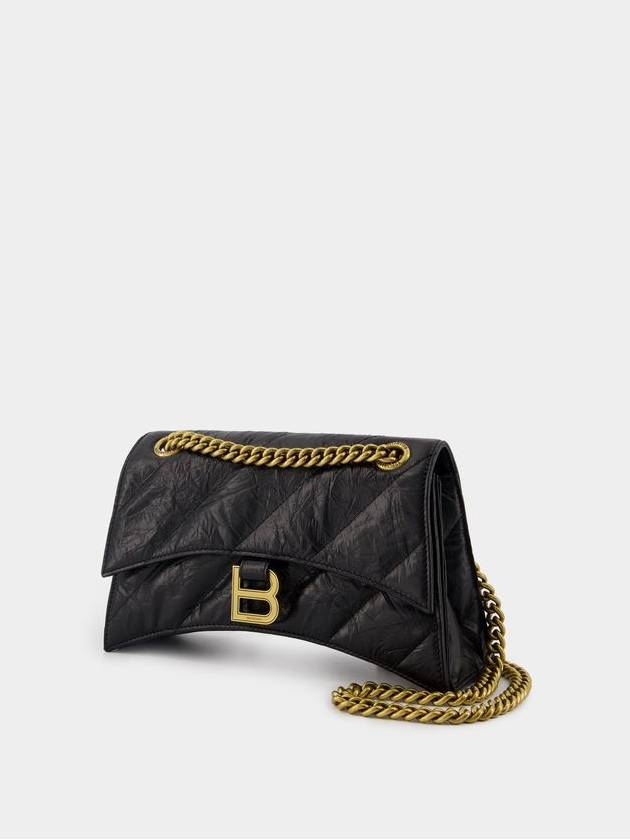 Crush Chain Strap Small Leather Shoulder Bag Gold Black - BALENCIAGA - BALAAN 3