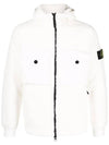 Men's Wappen Patch Shearling Hooded Jacket White - STONE ISLAND - BALAAN 2