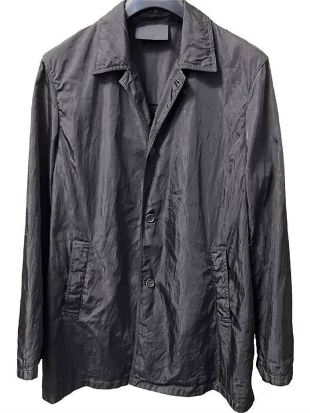 Men's Wrinkle Processing Waterproof Fabric Coat Black UGV209 - PRADA - BALAAN 1