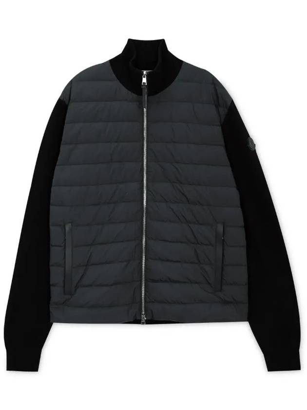 Padded Wool Cashmere Zip-Up Cardigan Black - MONCLER - BALAAN 4