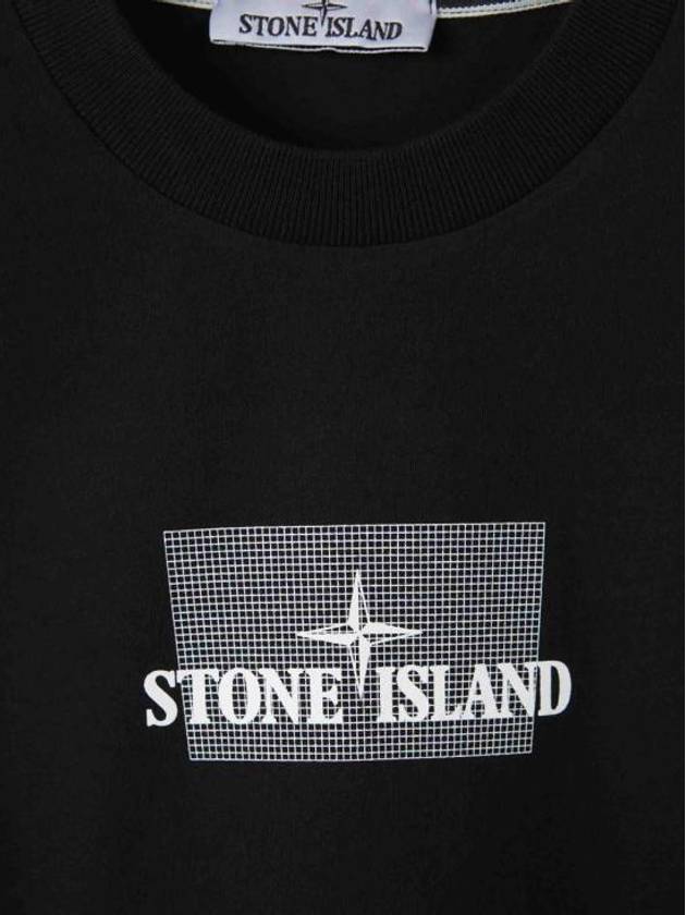 Logo Print Short Sleeve T-Shirt Black - STONE ISLAND - BALAAN 4