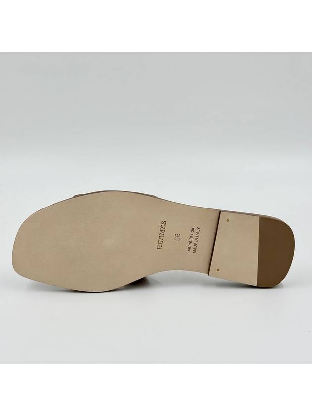 Oran Calfskin Slippers Gold Piqures Ecrues - HERMES - BALAAN 7