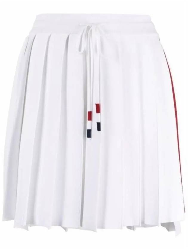 Side Stripe Dropback Mini Pleated Skirt White - THOM BROWNE - BALAAN 2