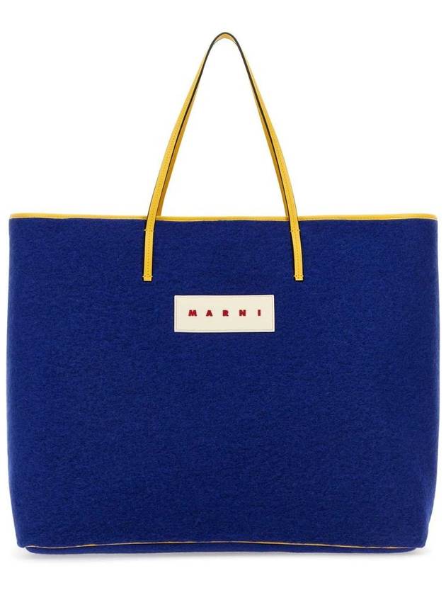 BLUE Blue felt medium Janus shopping bag SHMQ0062U0P5801 00B56 - MARNI - BALAAN 2