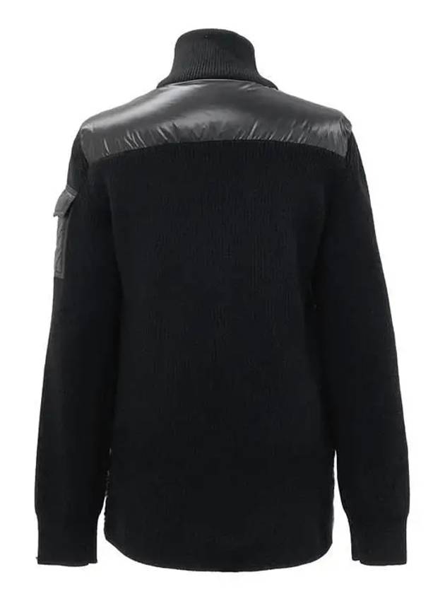 Padded Wool Cardigan Black - MONCLER - BALAAN 3