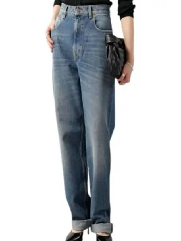 Women's Washed Wide Cotton Kim Jeans Blue - GOLDEN GOOSE - BALAAN 2