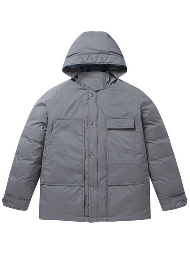 Goose Down Multi Pocket Hooded Parka Dark Grey - SOLEW - BALAAN 1