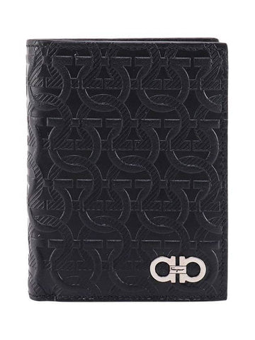 Travel Embossed Half Wallet Black - SALVATORE FERRAGAMO - BALAAN 1