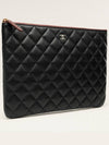 Medium Classic Clutch Bag Caviar Leather & Silver Black - CHANEL - BALAAN 3