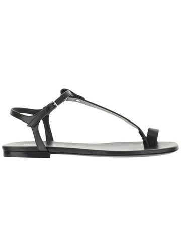 Women's Toe Ring Detail Leather Sandals Black - BURBERRY - BALAAN 1