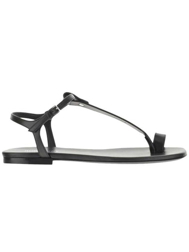 WoMen's Toe Ring Detail Leather Sandals Black - BURBERRY - BALAAN 1