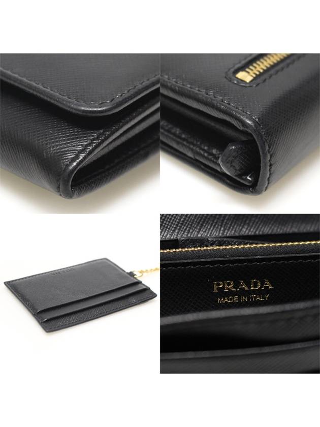 Women s Prada 1MH132 Black Saffiano Triangle Gold Lettering Logo Long Wallet gt Gangbuk used luxury goods - PRADA - BALAAN 8