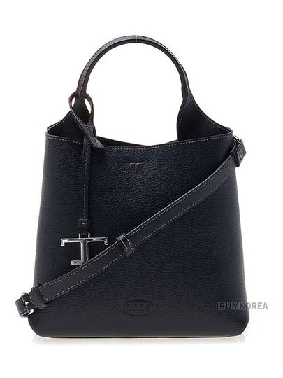 Logo Mini Leather Tote Bag Black - TOD'S - BALAAN 2