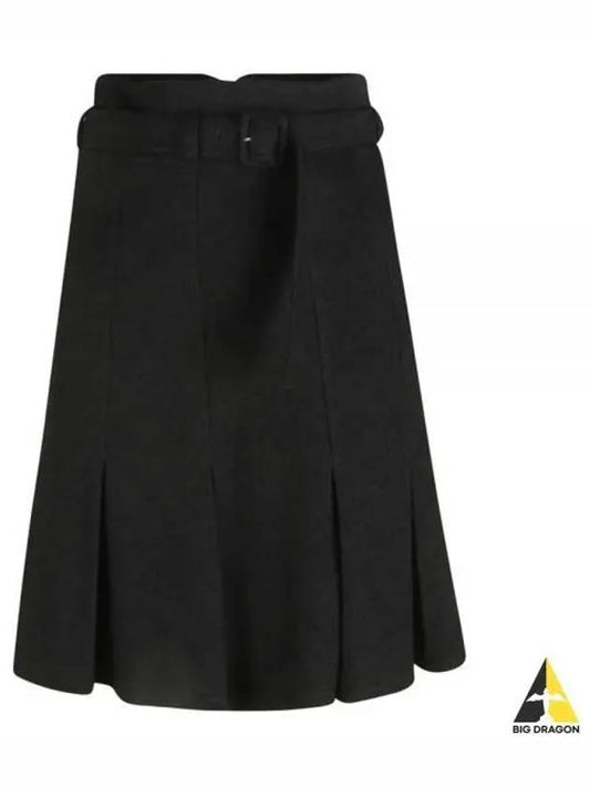 High Waist Cotton Pleated Skirt Black - PATOU - BALAAN 2